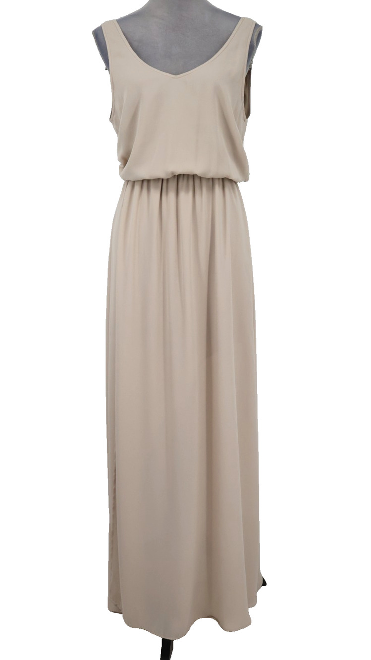 Show Me Your Mumu Dress Womens Medium Kendall Maxi Beige Low Back Beach Coastal